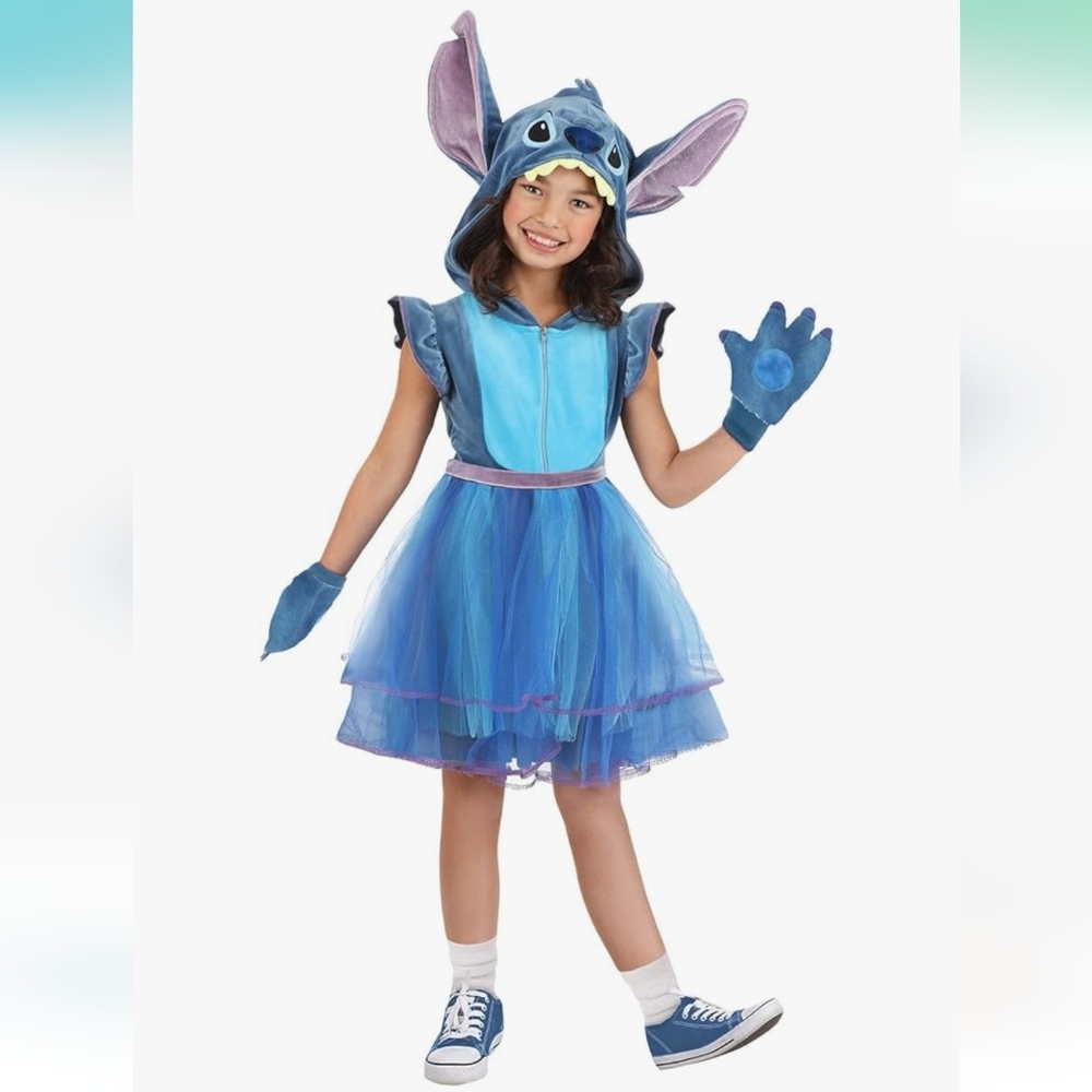 Disney Blue Stitch Tulle Dress Costume with Hood and Gloves